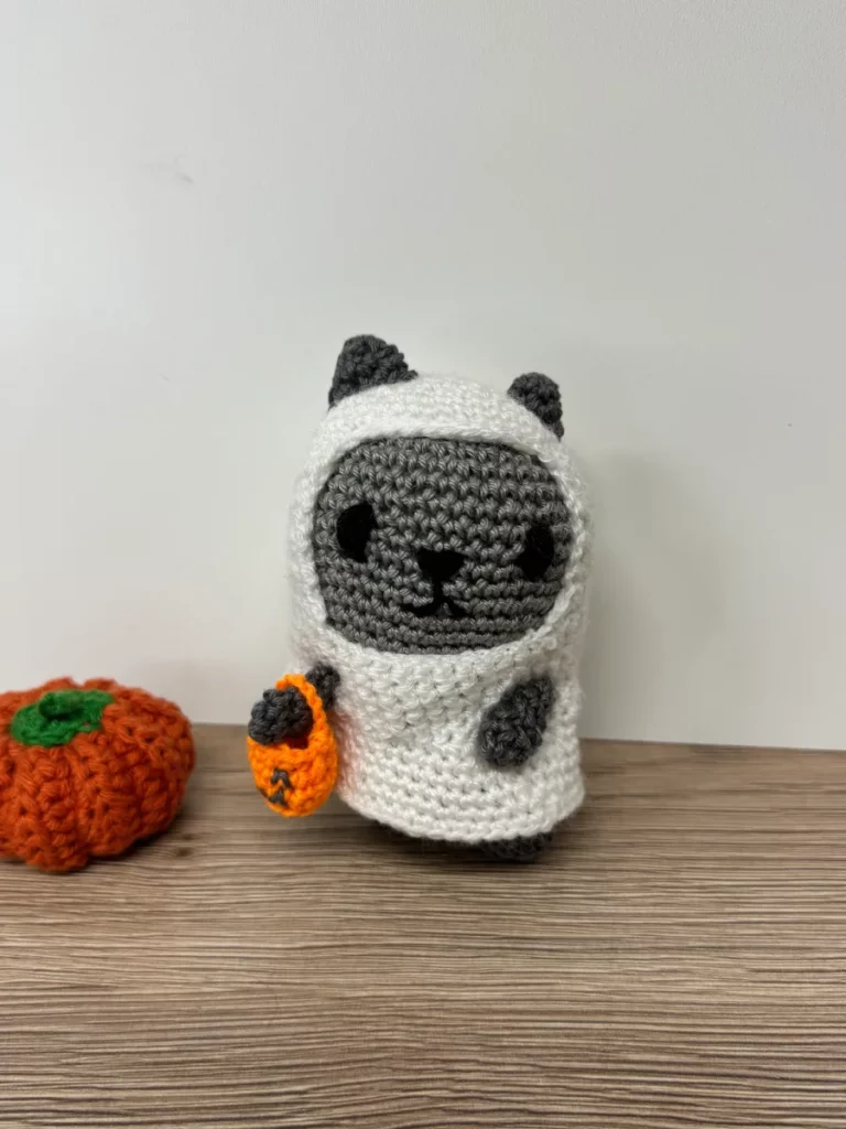 chat fantome decoration halloween fait main