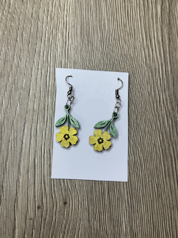 boucles d'oreilles fleurs jaunes