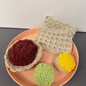 Dinette boulangerie crochet — 2 gaufres, 1 tartelette & 2 choux fait main