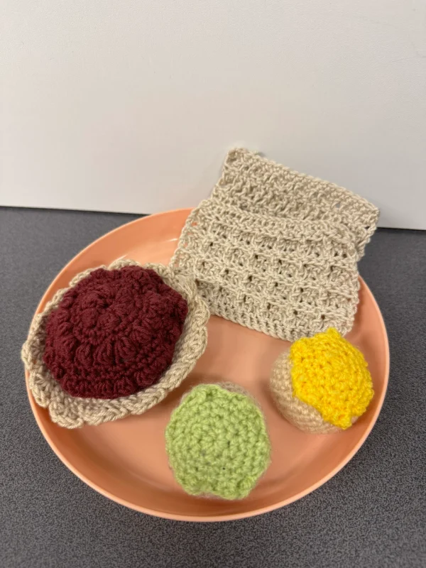 Dinette boulangerie crochet — 2 gaufres, 1 tartelette & 2 choux fait main