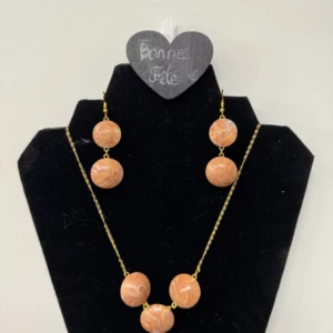 Parure Bijoux Résine Terracotta & Cuivre