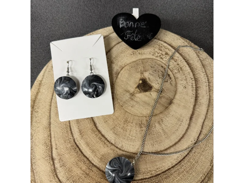 parure bijoux resine noir