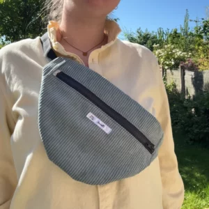 Sac banane velours côtelé cousu main – Avec ou sans poche 40 sac banane bleu