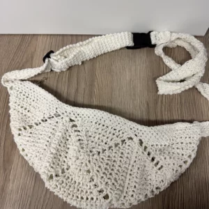 sac banane crochet granny blanc