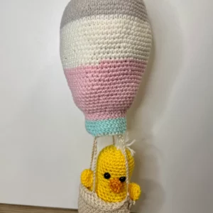 Bijou de sac fleurs crochet fait main 2 Suspension Décorative Montgolfière Pastel et son Canard Voyageur