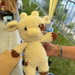 Vache Fluffy Crochet Faite Main — Peluche Velours Chenille | OhanArt62
