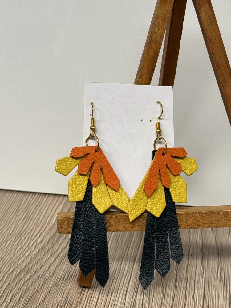 Boucles d'oreilles fantaisie en cuir