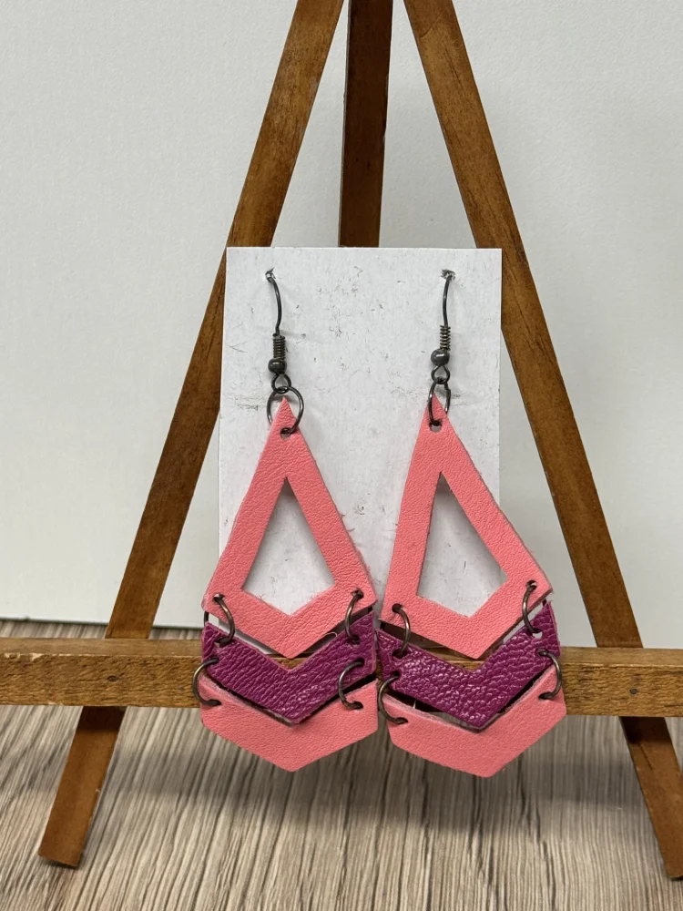 Boucles d'oreilles fantaisie en cuir