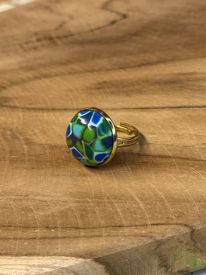Bague fantaisie cabochon mosaïque