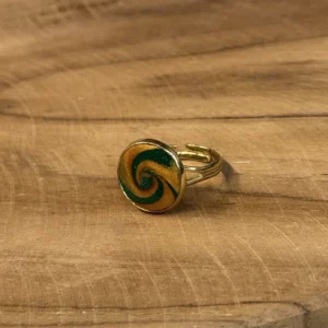 Bague fantaisie cabochon spirale verte
