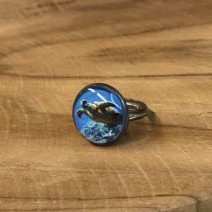 bague fantaisie cabochon tortue des mers