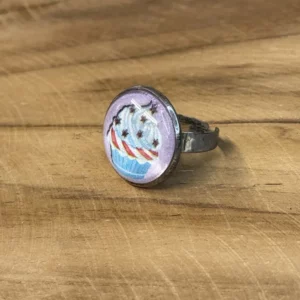 Bague fantaisie cabochon voilier