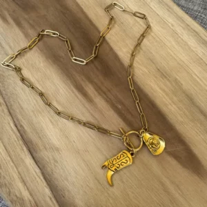 Collier et bracelet western doré en acier inoxydable